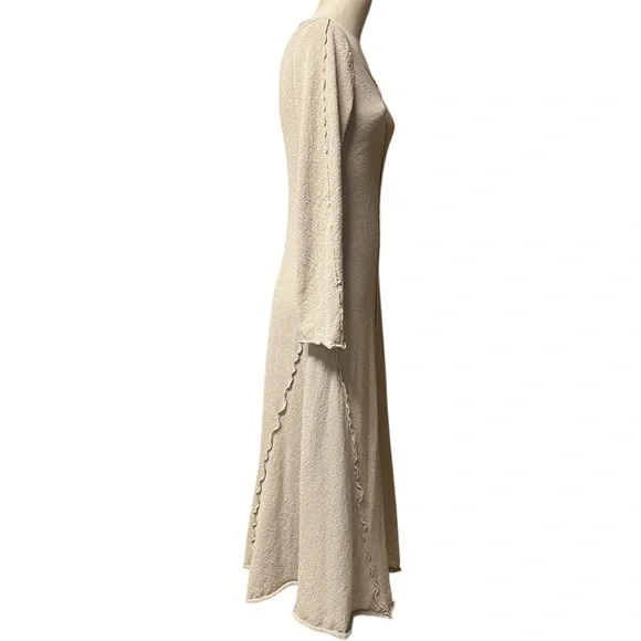 Promesa Large Beige Long Sleeve Textured Maxi Dress Neutral Cottagecore - Picture 4 of 8